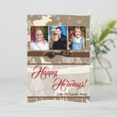 5x7 XMAS-kerstBurlap Deer Doe Buck PHOTO-kaart Feestdagenkaart (Staand voorkant)