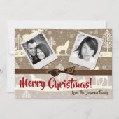 5x7 XMAS-kerstBurlap Deer Doe Buck PHOTO-kaart Feestdagenkaart (Voorkant)