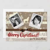 5x7 XMAS-kerstBurlap Deer Doe Buck PHOTO-kaart Feestdagenkaart (Voorkant / Achterkant)