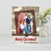 5x7 XMAS-kerstBurlap Deer Doe Buck PHOTO-kaart Feestdagenkaart (Staand voorkant)