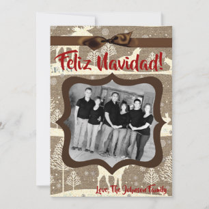 5x7 XMAS-kerstBurlap Deer Doe Buck PHOTO-kaart Feestdagenkaart