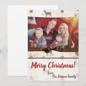 5x7 XMAS-kerstBurlap Deer Doe Buck PHOTO-kaart Feestdagenkaart (Voorkant / Achterkant)