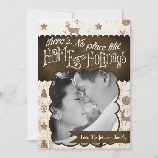 5x7 XMAS-kerstBurlap Deer Doe Buck PHOTO-kaart Feestdagenkaart (Voorkant)