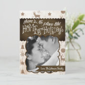 5x7 XMAS-kerstBurlap Deer Doe Buck PHOTO-kaart Feestdagenkaart (Staand voorkant)