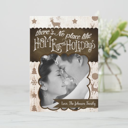 5x7 XMAS-kerstBurlap Deer Doe Buck PHOTO-kaart Feestdagenkaart (Staand voorkant)