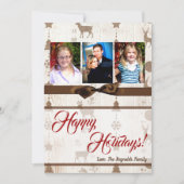 5x7 XMAS-kerstBurlap Deer Doe Buck PHOTO-kaart Feestdagenkaart (Voorkant)