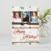 5x7 XMAS-kerstBurlap Deer Doe Buck PHOTO-kaart Feestdagenkaart (Staand voorkant)
