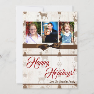 5x7 XMAS-kerstBurlap Deer Doe Buck PHOTO-kaart Feestdagenkaart