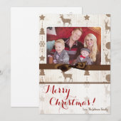 5x7 XMAS-kerstBurlap Deer Doe Buck PHOTO-kaart Feestdagenkaart (Voorkant / Achterkant)