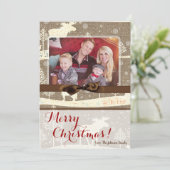 5x7 XMAS-kerstBurlap Deer Doe Buck PHOTO-kaart Feestdagenkaart (Staand voorkant)