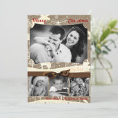 5x7 XMAS-kerstBurlap Deer Doe Buck PHOTO-kaart Feestdagenkaart (Staand voorkant)