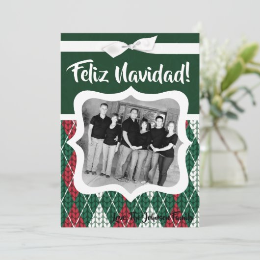 5x7 XMAS-kerstkaart voor Oogly Sweater Green PHOTO Feestdagenkaart (Staand voorkant)