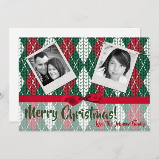 5x7 XMAS-kerstkaart voor Oogly Sweater Green PHOTO Feestdagenkaart (Voorkant / Achterkant)