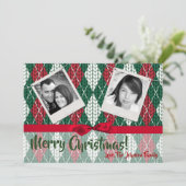 5x7 XMAS-kerstkaart voor Oogly Sweater Green PHOTO Feestdagenkaart (Staand voorkant)