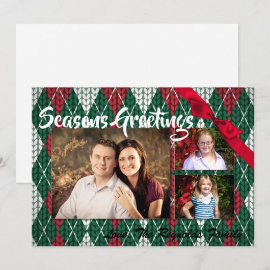 5x7 XMAS-kerstkaart voor Oogly Sweater Green PHOTO Feestdagenkaart (Voorkant / Achterkant)