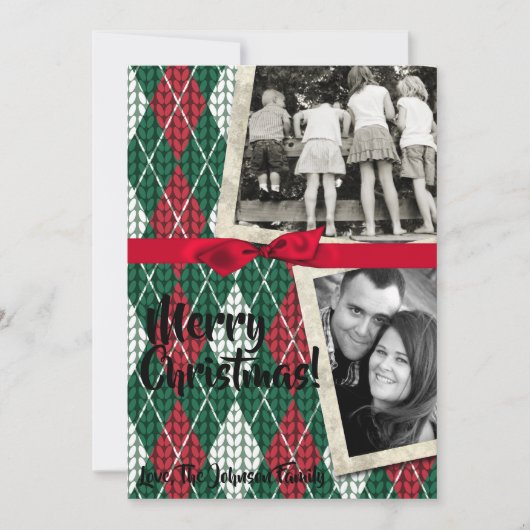 5x7 XMAS-kerstkaart voor Oogly Sweater Green PHOTO Feestdagenkaart (Voorkant)