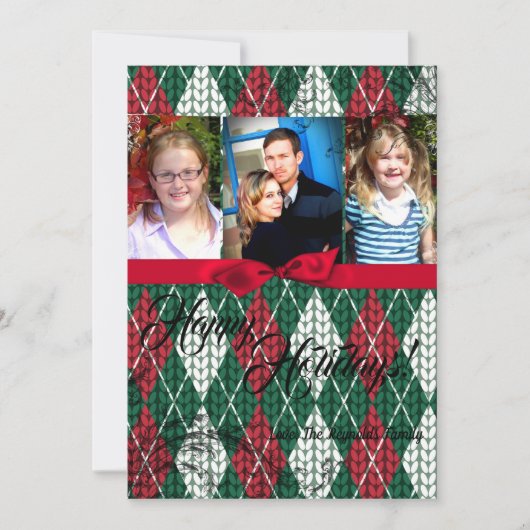 5x7 XMAS-kerstkaart voor Oogly Sweater Green PHOTO Feestdagenkaart (Voorkant)