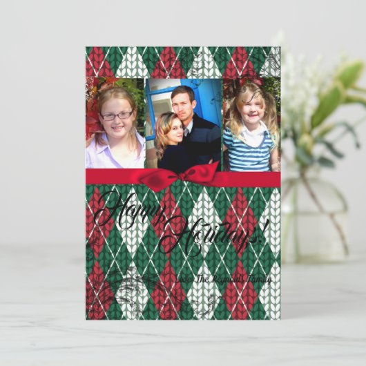 5x7 XMAS-kerstkaart voor Oogly Sweater Green PHOTO Feestdagenkaart (Staand voorkant)