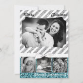 5x7 XMAS Kerstmis Blauw Glitter Sneeuwbal FOTO-kaa Feestdagenkaart (Voorkant)