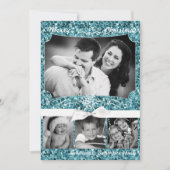 5x7 XMAS Kerstmis Blauw Glitter Sneeuwbal FOTO-kaa Feestdagenkaart (Voorkant)