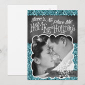 5x7 XMAS Kerstmis Blauw Glitter Sneeuwbal FOTO-kaa Feestdagenkaart (Voorkant / Achterkant)