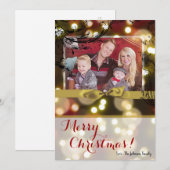 5x7 XMAS Kerstmis Gouden Bokeh Lichten FOTO-kaart Feestdagenkaart (Voorkant / Achterkant)