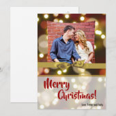 5x7 XMAS Kerstmis Gouden Bokeh Lichten FOTO-kaart Feestdagenkaart (Voorkant / Achterkant)