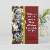 5x7 XMAS Kerstmis Gouden Bokeh Lichten FOTO-kaart Feestdagenkaart (Staand voorkant)