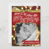 5x7 XMAS Kerstmis Gouden Bokeh Lichten FOTO-kaart Feestdagenkaart (Voorkant)