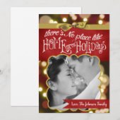 5x7 XMAS Kerstmis Gouden Bokeh Lichten FOTO-kaart Feestdagenkaart (Voorkant / Achterkant)