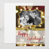 5x7 XMAS Kerstmis Gouden Bokeh Lichten FOTO-kaart Feestdagenkaart (Voorkant / Achterkant)