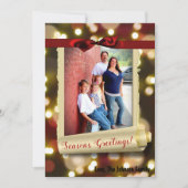 5x7 XMAS Kerstmis Gouden Bokeh Lichten FOTO-kaart Feestdagenkaart (Voorkant)