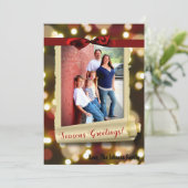 5x7 XMAS Kerstmis Gouden Bokeh Lichten FOTO-kaart Feestdagenkaart (Staand voorkant)