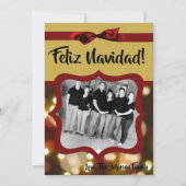 5x7 XMAS Kerstmis Gouden Bokeh Lichten FOTO-kaart Feestdagenkaart (Voorkant)