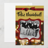 5x7 XMAS Kerstmis Gouden Bokeh Lichten FOTO-kaart Feestdagenkaart (Voorkant / Achterkant)