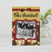 5x7 XMAS Kerstmis Gouden Bokeh Lichten FOTO-kaart Feestdagenkaart (Staand voorkant)