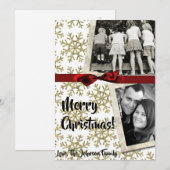 5x7 XMAS Kerstmis Gouden Sneeuwvlok Glit FOTOKAART Feestdagenkaart (Voorkant / Achterkant)
