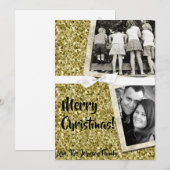 5x7 XMAS Kerstmis Gouden Sneeuwvlok Glit FOTOKAART Feestdagenkaart (Voorkant / Achterkant)