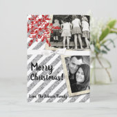 5x7 XMAS Kerstmis Rode Glitter Sneeuwbal FOTO-kaar Feestdagenkaart (Staand voorkant)