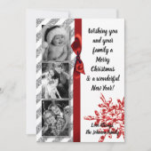 5x7 XMAS Kerstmis Rode Glitter Sneeuwvlok FOTO-kaa Feestdagenkaart (Voorkant)