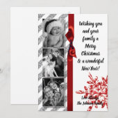5x7 XMAS Kerstmis Rode Glitter Sneeuwvlok FOTO-kaa Feestdagenkaart (Voorkant / Achterkant)