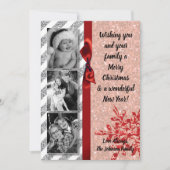 5x7 XMAS Kerstmis Rode Glitter Sneeuwvlok FOTO-kaa Feestdagenkaart (Voorkant)