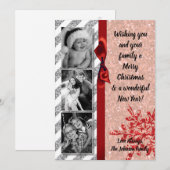 5x7 XMAS Kerstmis Rode Glitter Sneeuwvlok FOTO-kaa Feestdagenkaart (Voorkant / Achterkant)