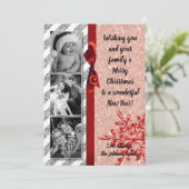 5x7 XMAS Kerstmis Rode Glitter Sneeuwvlok FOTO-kaa Feestdagenkaart (Staand voorkant)