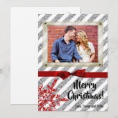 5x7 XMAS Kerstmis Rode Glitter Sneeuwvlok FOTO-kaa Feestdagenkaart (Voorkant / Achterkant)