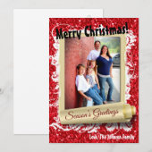 5x7 XMAS Kerstmis Rode Glitter Sneeuwvlok FOTO-kaa Feestdagenkaart (Voorkant / Achterkant)