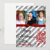 5x7 XMAS Kerstmis Rode Glitter Sneeuwvlok FOTO-kaa Feestdagenkaart (Voorkant / Achterkant)