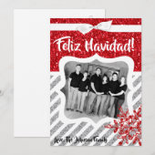 5x7 XMAS Kerstmis Rode Glitter Sneeuwvlok FOTO-kaa Feestdagenkaart (Voorkant / Achterkant)