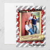 5x7 XMAS Kerstmis Rode Glitter Sneeuwvlok FOTO-kaa Feestdagenkaart (Voorkant / Achterkant)