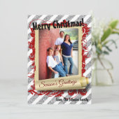 5x7 XMAS Kerstmis Rode Glitter Sneeuwvlok FOTO-kaa Feestdagenkaart (Staand voorkant)